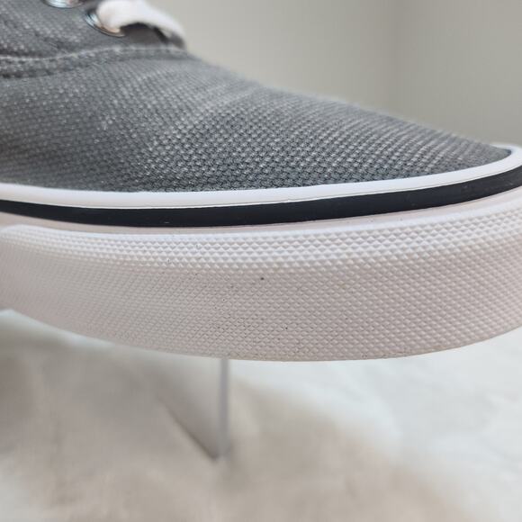 Vans Shoes Mens 12 Gray White Era Low Tops Fabric Canvas Skater Grunge Preppy - Picture 10 of 14